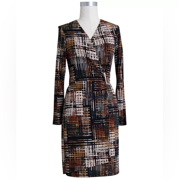 Connected Apparel Hardware Trim Surplice Dress - Picture 2 of 12